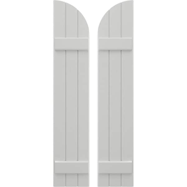 Ekena Millwork Americraft 3-Board (2 Batten) Wood Joined Board-n-Batten Shutters w/ Arch Top, ARW101BQ311X77STH, PR ARW101BQ311X77STH - main